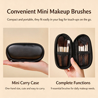 Ensemble de 9 mini-pinceaux de maquillage à poils doux, applicateurs cosmétiques pour les yeux et le visage, manche en bois, pochette zippée, cadeau de voyage pour retouches rapides
