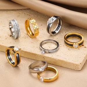 Best-selling Trendy Luxury 18K Gold Plated Gemstone <b>Rings</b> for Women Stainless Steel Anniversary Presents - Product Image 1