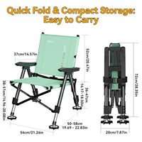 Chaise de camping pliable portable 400 LBS avec pieds à ressort pour tous les terrains, camping, plage, jardin