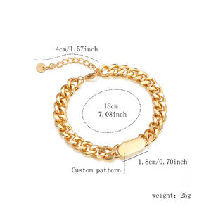 Personalizado grabado miami cubano cadena enlace 316L <span class=keywords><strong>pulsera</strong></span> de acero inoxidable de alta calidad de Metal de oro de la <span class=keywords><strong>pulsera</strong></span> de los hombres - Product Image 2