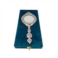 Miroir à main décoratif plaqué argent avec coffret cadeau royal