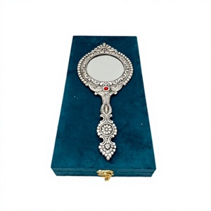 Silver Plated Decorative Hand <b>Mirror</b> With Royal Gift Box - Product Image 1