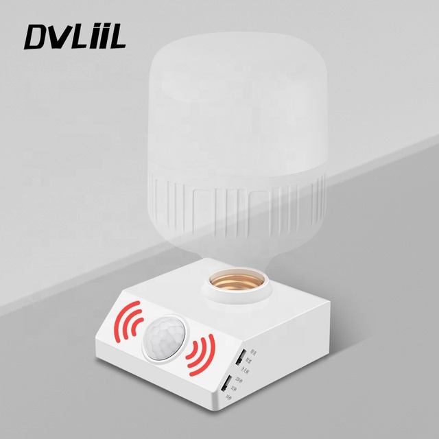 Automatic Human Body Infrared Sensor PIR Motion Detector Wall Lamp Holder with E27 Base Plastic
