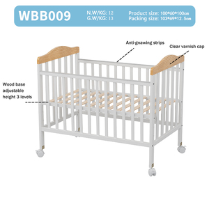 <span class=keywords><strong>Lit</strong></span> bébé <span class=keywords><strong>2</strong></span> en 1 en bois massif au design moderne, trois hauteurs, peint, pour chambre d'enfant - Product Image 2