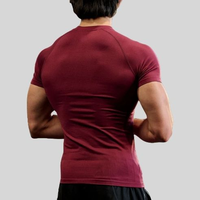 T-shirt de compression uni personnalisé pour hommes, idéal pour la musculation, coupe ajustée, séchage rapide, vêtement de sport actif
