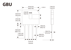Mới ban đầu gbu603 gbu604 gbu606 gbu610 200V 600V 800V 1000V phẳng cầu chỉnh lưu cầu ngăn xếp thủy tinh thụ động chỉnh lưu - Product Image 2