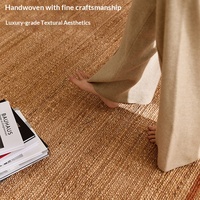 Tapis en jute naturel sans colle, tissé à la main, style vintage, pour salon, canapé, table basse, tapis de sol, tapis de chevet, maisons d'hôtes
