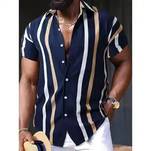 남성용 소셜 하와이안 셔츠 여름 반소매 꽃 블라우스 남성용 통기성 럭셔리 캐주얼 셔츠