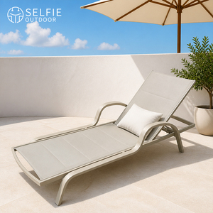 Chaise longue d'extérieur moderne et durable en métal aluminium, résistante aux UV, écologique, antirouille, empilable, sans accoudoirs, pour hôtel - Product Image 2