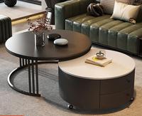 Table basse italienne haut de gamme 2026 pour petit appartement, plateau en pierre noire, salon, maison, nouveau design, table basse haut de gamme