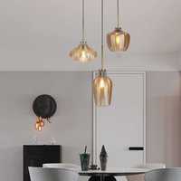 Luminaire suspendu moderne de style nordique 2026 en laiton et verre ambré, hauteur réglable, pour salle à manger, maison, hôtel