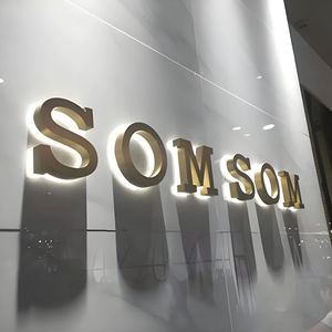 ป้ายโลโก้ติดผนังแบบมีไฟส่องด้านหลัง 3 มิติ แถบไฟ LED โลหะ กันน้ำ ป้ายตัวอักษร LED สำหรับตกแต่งบริษัท - Product Image 5