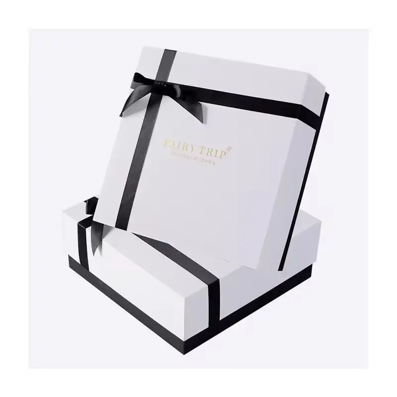 Custom Pirinted Luxury 2 Piece Rigid Packaging Box White Two Piece Lid And Base Paper Jewelry Box With Logo