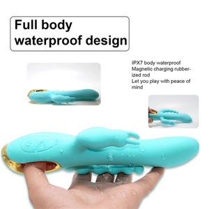 Nouvelle annonce : Vibrateur lapin en silicone souple extra large 3 en 1 avec 10 modes de fréquence, conception à triple tête, chargement magnétique USB - Product Image 2