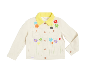 Veste courte en denim brodée pour filles, coupe-vent d'hiver, vêtements d'extérieur, manteau pour enfants, écologique, OEM et ODM - Product Image 1