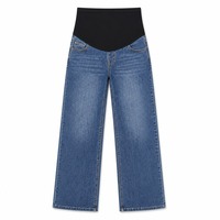 Jean de travail de maternité pour femme, coupe droite ample, en denim extensible, style décontracté pour le bureau