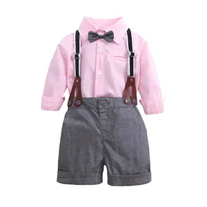 4 цвета, костюмы для мальчиков из рубашки в полоску с сердечками и штаны, комплекты детской одежды, одежда для малышей для маленьких мальчиков