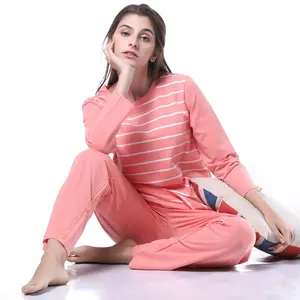 Paerlan conjunto de pijama feminino, para outono e inverno, de algodão, para casa