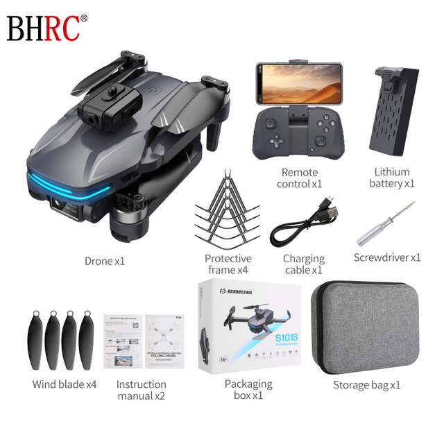 S101S Custom Mini Folding Remote Control Optical Flow Obstacle Avoidance Drone 4K HD Real-Time Aerial Photography Quadcopter