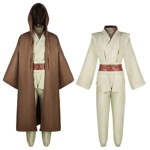 Costume de cosplay Jedi pour femmes Star Wars, robe à capuche marron et noire avec ceinture pour Halloween, jeu de rôle anime - Product Image 4