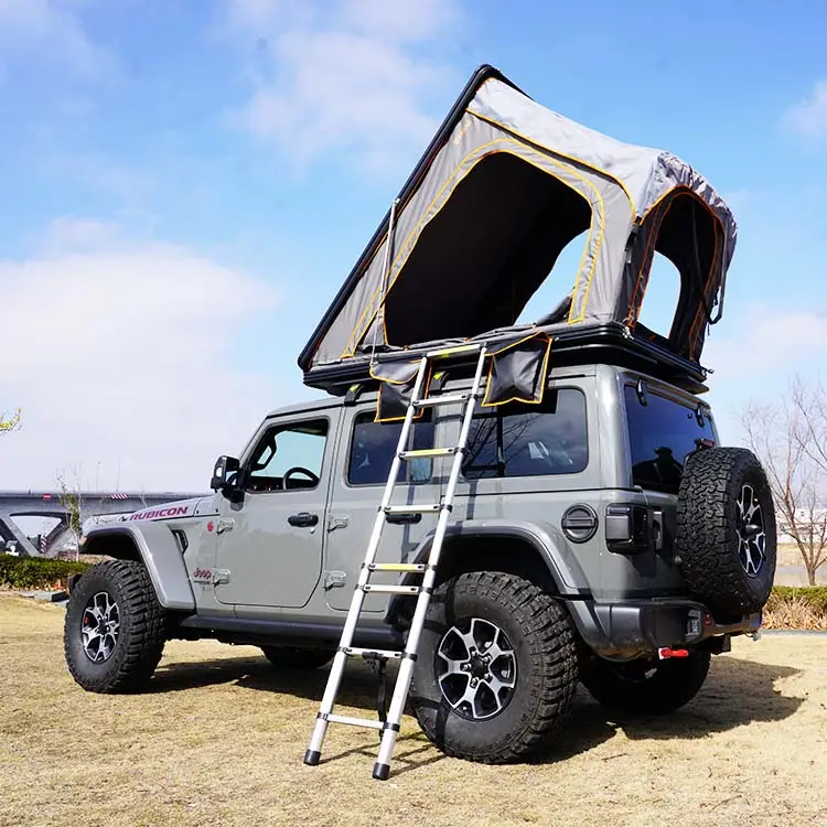 Tenda Atap Luar Ruangan, Tenda Atap Mobil SUV Anti Air Kemah Luar Ruangan Cangkang Keras Segitiga Aluminium Keluaran Baru
