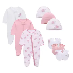 Wholesale 3-12Pcs 0-1year Bayi Baju Tidur Paket Hadiah Bayi Baru Lahir Pakaian Bayi Hadiah 100% Katun Bayi Pakaian Set
