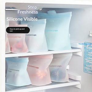 Food Grade Reusable Silicone Food Storage <b>Bag</b> Self Lock Seal Boil And Freeze Safe Food Portion Packing Pouch - Product Image 3
