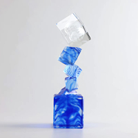 Trophée cube en cristal transparent avec gravure laser, logo personnalisé, style HONOR, coffret cadeau pour les récompenses et souvenirs des événements sportifs