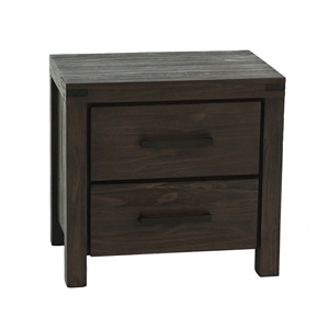 Mesita de Noche Sencilla de Madera Maciza con 2 Cajones, Mesa Auxiliar para Cama, Mueble de Almacenamiento con Cajones - Product Image 2