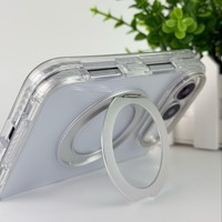 Étui transparent rotatif magnétique pour iPhone Duo Fold avec support, dos en acrylique, coque en PC, boutons métalliques, cadre d'appareil photo en alliage, bordure en TPU, ODM