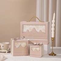 Boîte-cadeau de velours de feu d'artifice doré de style européen de taille moyenne, boîte-cadeau de souvenir de mariage, boîte à bonbons de mariage à main de banquet