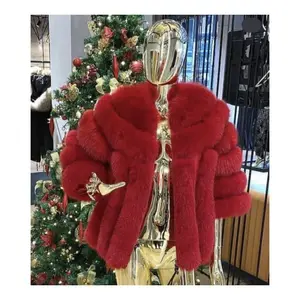 RXFurs mantel musim dingin hangat mewah jaket bulu rakun kasual Solid mantel wanita bulu rubah asli bertudung ukuran Plus