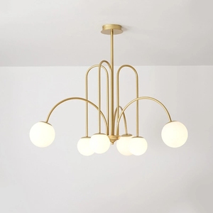 Nouveau postmoderne minimaliste créatif en fer forgé coude ampoule lustre salon cuisine île moderne verre suspension - Product Image 1