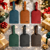 Étiquette de bagage personnalisée en cuir véritable, gravée et embossée, légère, pour cadeaux de mariage et de Noël