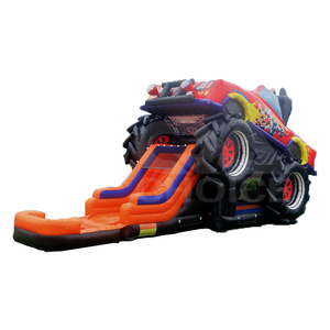 Château gonflable géant Monster Truck personnalisé avec toboggan, pour sauter et faire du saut à l'élastique - Product Image 1