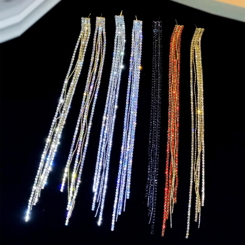 Gradient Color Trendy Diamond Long Tassel