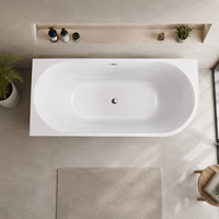 Baignoire autoportante OEM ODM en acrylique blanc brillant avec couvercle de trop-plein chromé pour salle de bain intégrée, 150 cm, baignoire d'angle droite