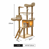 Arbre à chat d'intérieur HXH Y-32 moderne et minimaliste, écologique, à 3 niveaux, en bois massif, avec base stable et design luxueux