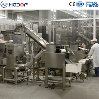 Automatische productielijn voor gefrituurde knoflookvlokken, inclusief snijden, frituren, ontvetten, kruiden en verpakken.