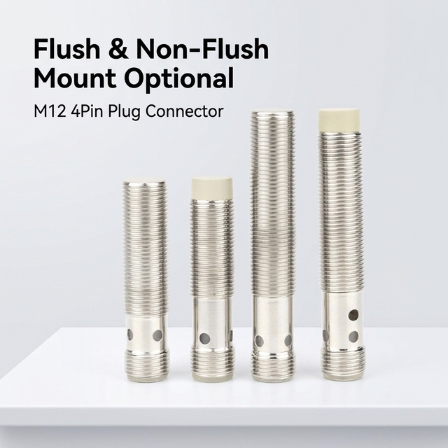 M12 4 Wire Inductive Proximity Sensor, 10-30V DC 2mm Shield Type PNP Normally Open Normally Closed with M12 4Pin Plug Connector
