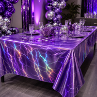 Nappe rectangulaire jetable en PEVA violet éclatant, imperméable, pour pique-nique de Pâques, jardin et repas en extérieur