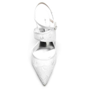 Sandalias de Novia de Encaje Satinado con Tacones Finos de 8 cm, Tiras Cruzadas, Zapatos de Fiesta para Mujer, Sandalias de Dama, Venta al por Mayor de Fábrica OEM - Product Image 4