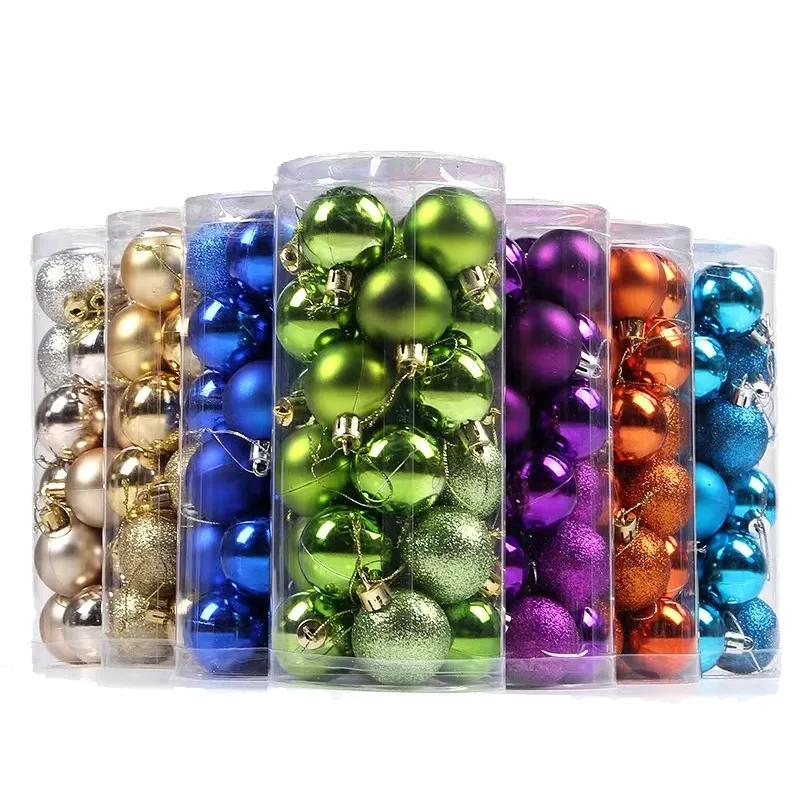 Wholesale 3/4/6/8cm Christmas Customized 24pcs Colorful Christmas Ball For Christmas Tree Decoration