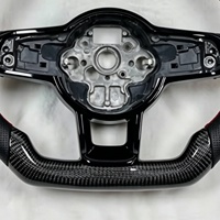Volant en fibre de carbone adapté à la Volkswagen Golf MK7 GTI GTD R Gts R-Line Variant, cuir perforé double face