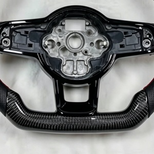 Volant en fibre de carbone adapté à la Volkswagen <span class=keywords><strong>Golf</strong></span> MK7 GTI <span class=keywords><strong>GTD</strong></span> R Gts R-Line Variant, cuir perforé double face - Product Image 4