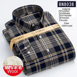 Chemises d'hiver à manches longues <span class=keywords><strong>pour</strong></span> hommes de luxe, vêtements en laine de haute qualité, chauds et épais, à carreaux - Product Image 2