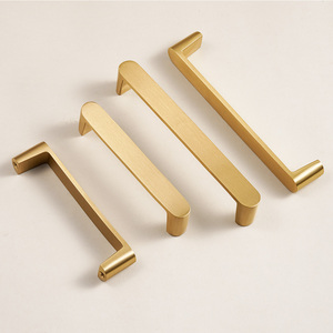 Manijas Modernas para Gabinetes de Latón Macizo, Diseño Simple, Tiradores de Armario en Oro Cepillado para Cocina - Product Image 6