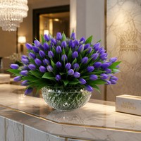Bouquet de fleurs artificielles en soie de tulipes de haute qualité, fleurs de printemps pour la décoration de la maison, mariage, arrangement en vase, vente en gros OEM
