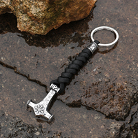 Porte-clés en acier inoxydable, bricolage fait main, conception nordique, dieu nordique Thor Mjolnir, marteau, porte-clés, bijoux vikings