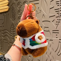 Porte-clés en peluche Capybara au design créatif et mignon, style militaire, pendentif de sac à dos de couple de dessin animé, jouets en peluche, cadeau, vente en gros